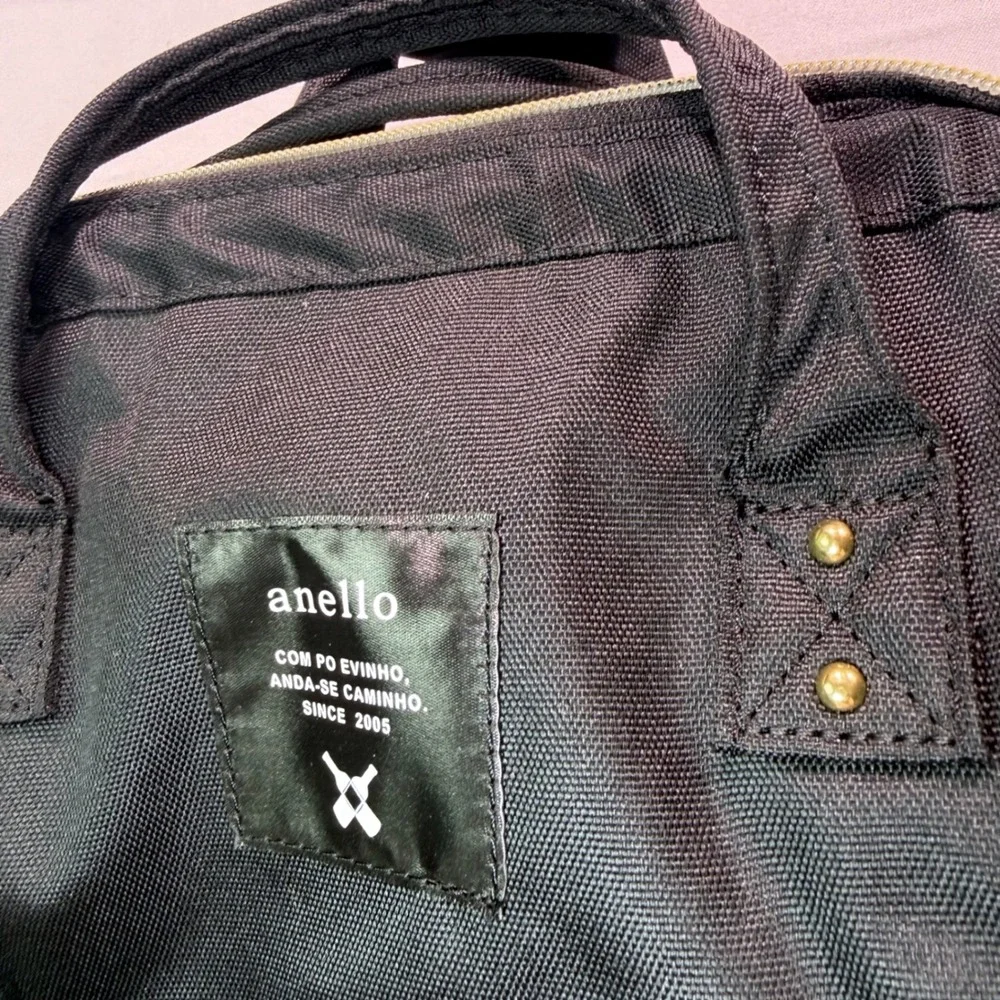 Anello Black Canvas Wide Mouth Backpack Gold Zip Shoulder Bag Pocket Philippines